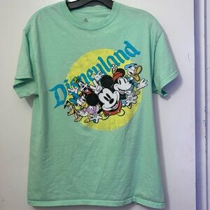 Disney Mint Green Tee with Yellow & Blue Disneyland Graphic